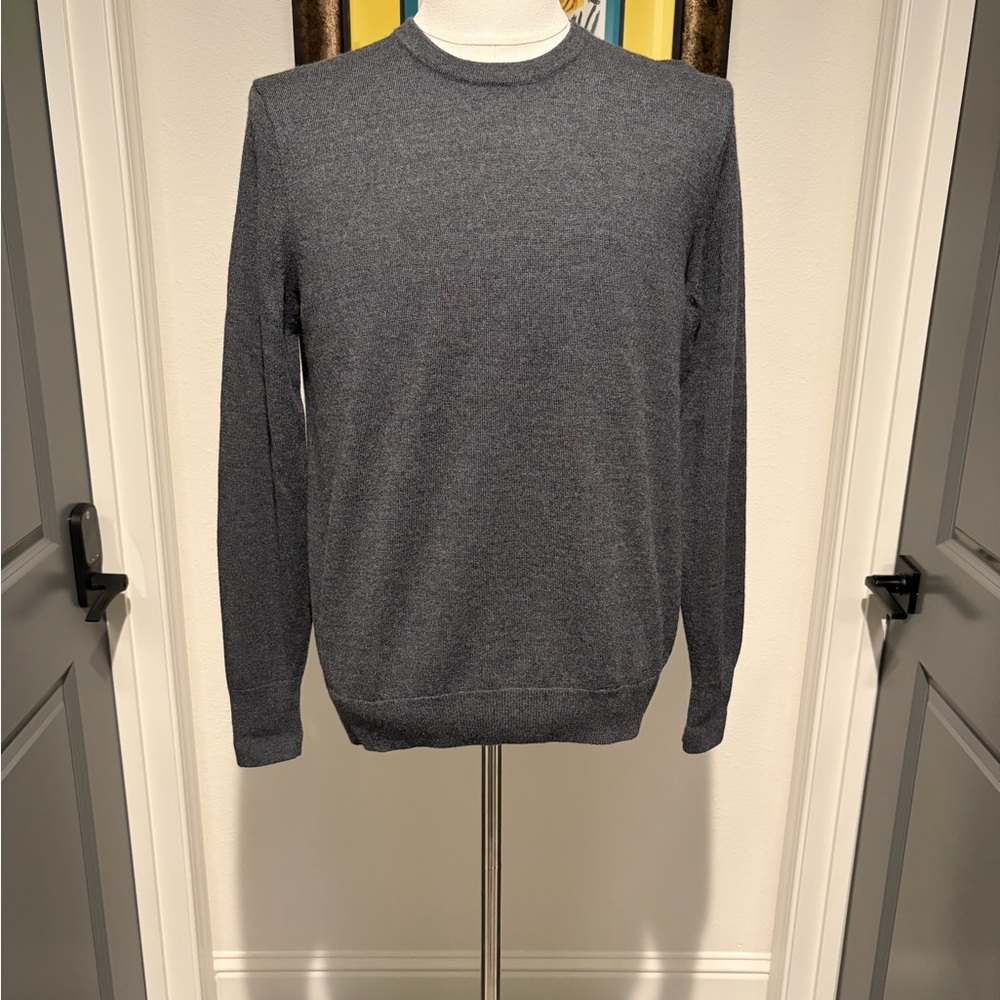 Banana Republic Men's Charcoal Italian Marino Wool Crewneck Sweater